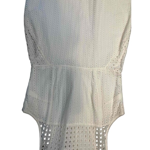 Banana Republic 0P White Eyelet Dress Sleeveless Petite Small preppy Beach Vacay - Picture 5 of 5